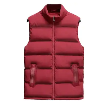 

Men's Jackets Vests Winter Warm sleeveless Mens Vest Stand Collar Cotton Vest Plus Size Zipper Pocket male Waistcoat men Jackets