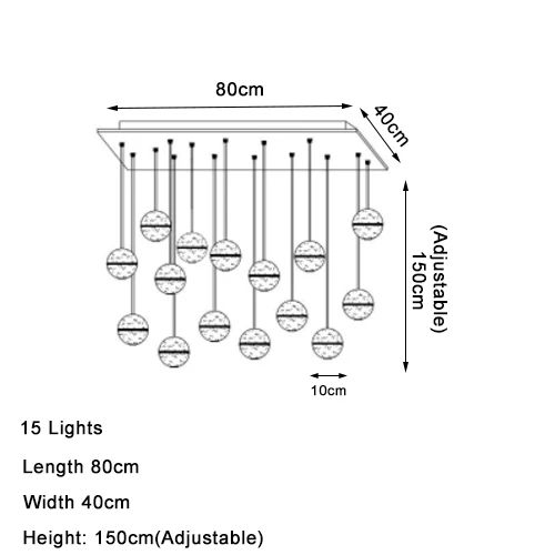 15 Lights-Rectangle FSS рождественские украшения для дома AC 110V 220V 240V регулируемые хрустальные подвесные светильники - Цвет корпуса: 15 Lights-Rectangle
