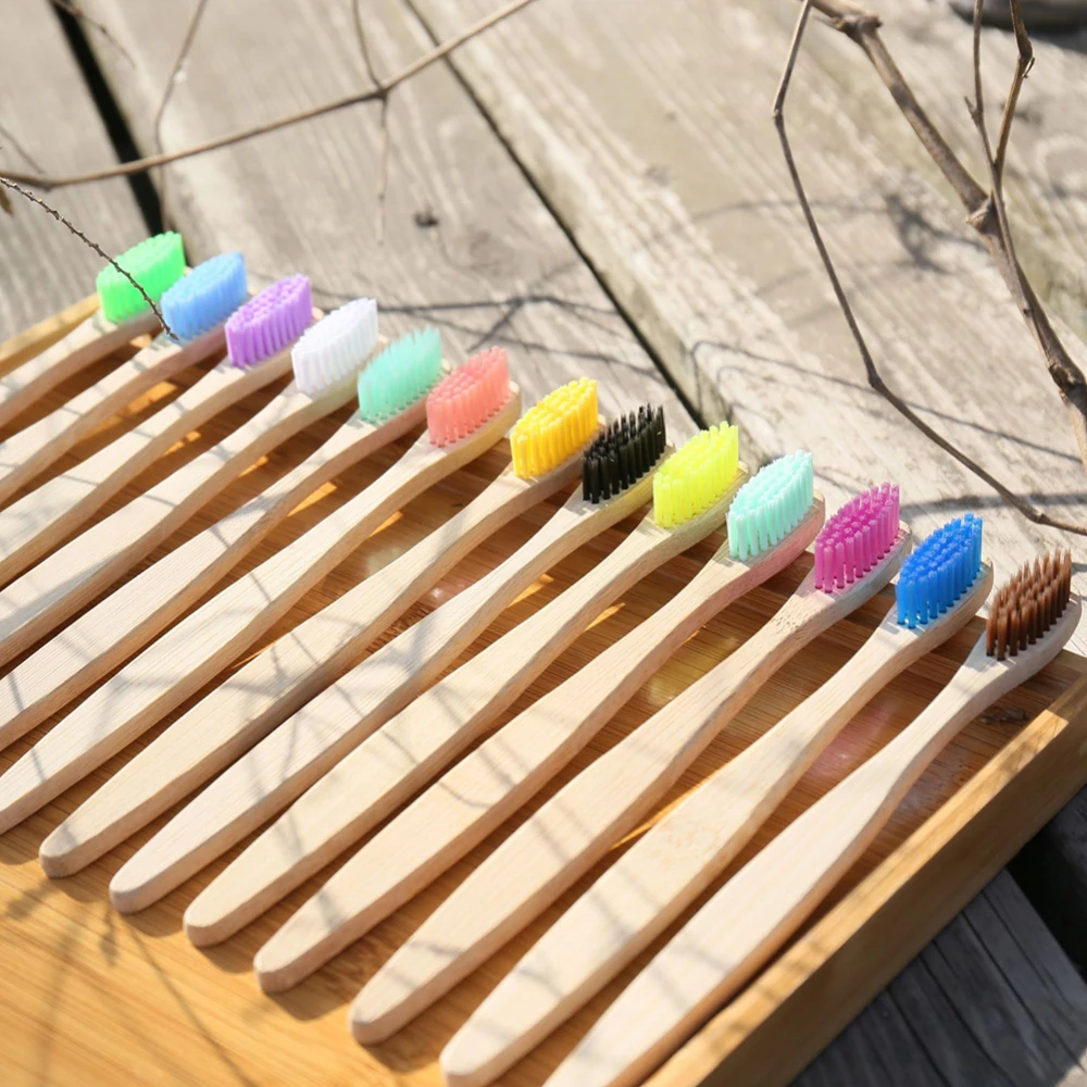 Wholesale Toothbrush Eco-Friendly Rainbow Bamboo Soft Fibre Toothbrush Biodegradable Natural Bamboo Handle Toothbrush oral care