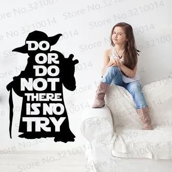 

Star Wars Yoda Quote Wall Sticker Kids Room Boy Room Starwars Yoda Do or do not there is no try Inspirational Quote PW816