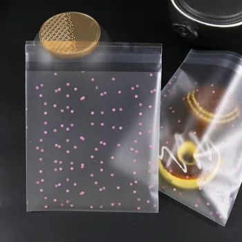 

100pcs White Pink Dots Plastic Bag Envelope Cookie Candy Gift Bag Self-adhesive Stationery Plastic Envelopes
