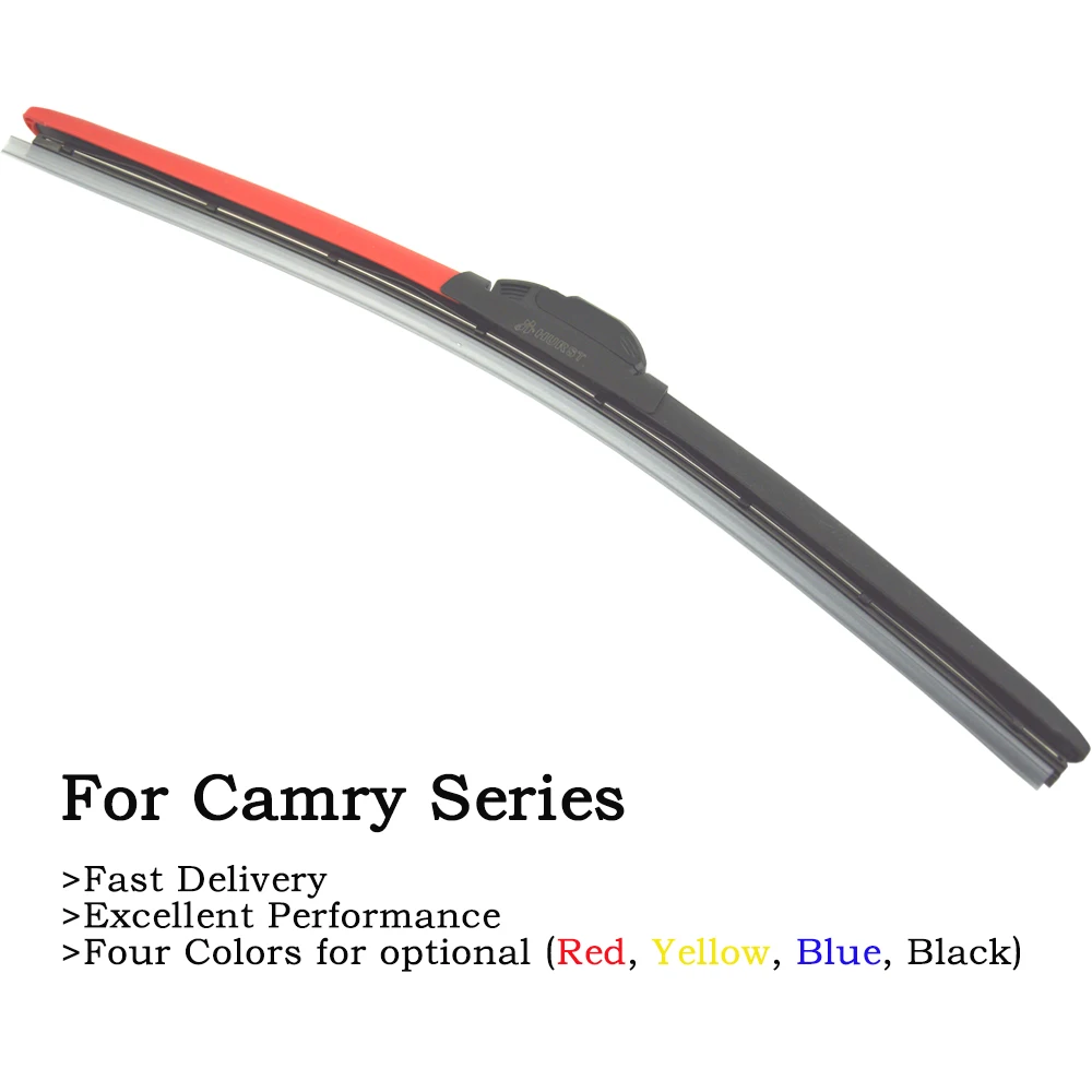 

Colorful Hybrid Windshield Wiper Blades For Totoya Camry Fit H1/U/J Hook Arms Year from 1991 to 2017 2Pcs Red Yellow Blue Wipers