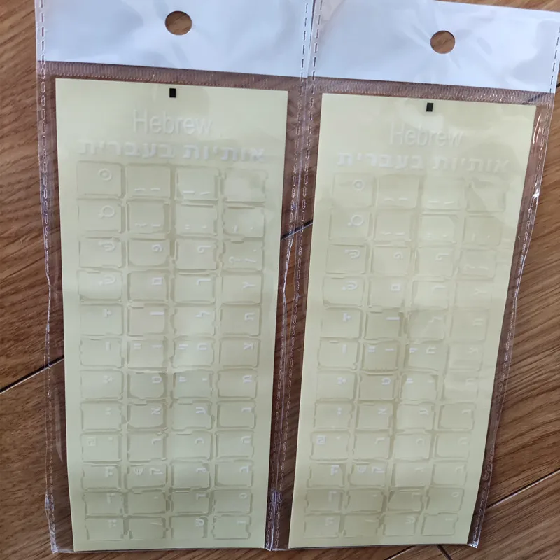500PCS 에코 환경 플라스틱 흰색 히브리어 노트북/데스크탑 컴퓨터 키보드 문자 키보드 스티커 투명 배경에