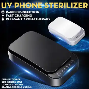 

5V Wireless UV Phone Sterilizer Box Jewelry Phones Cleaner Personal Sanitizer Disinfection Box Support Wireless Charging
