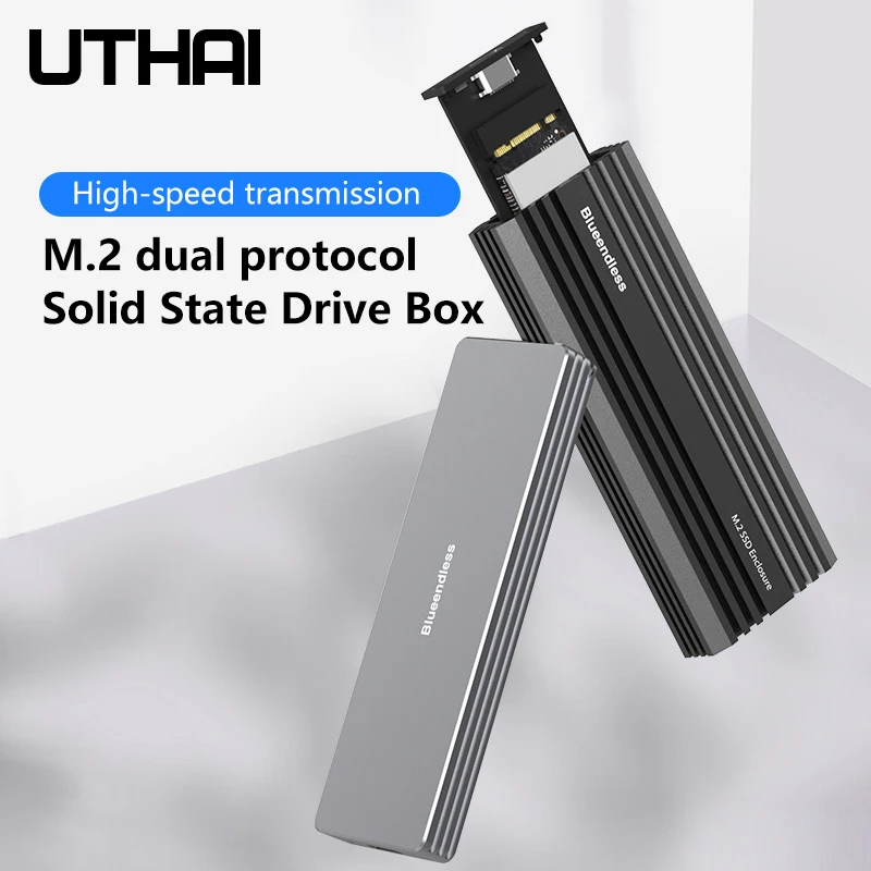 

UTHAI M.2 Dual Protocol Mobile HDD Enclosure NVMe/NGFF Type-C/3.1 External SSD Solid State Drive Enclosure