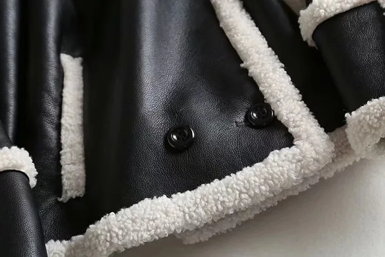 Short Fur Coat Female Winter Fashion New Loose Double-Breasted Long-Sleeved Lamb Fur Coat Jacket Tide H00273