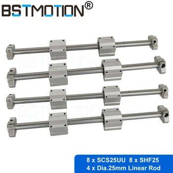 

Linear Motion Guide 25mm x 1000mm Hardened Chrome Linear Rail Rod Shaft SCS25UU block SHF25 Shaft Support for 3D Printer,