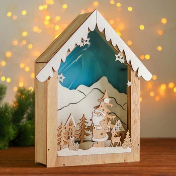 

New Year's decor with lighting "New Year's with a landscape" 2АА, 7.2х28.4х33.3 cm