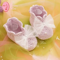 Bebê arco feito à mão sapatos de lã, pérola princesa sapatos de bebê, sapatos de criança, sapatos de jardim, o aniversário do presente bebê