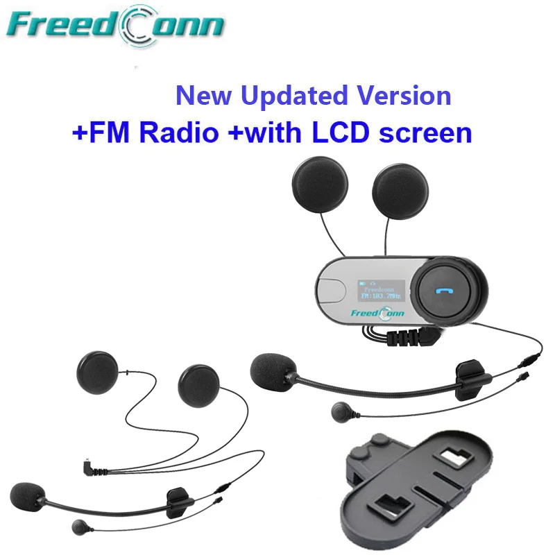 FreedConn TCOM VB Bluetooth Motorcycle Headset 2-Pack - 800m Intercom For Helmets With Music Sharing