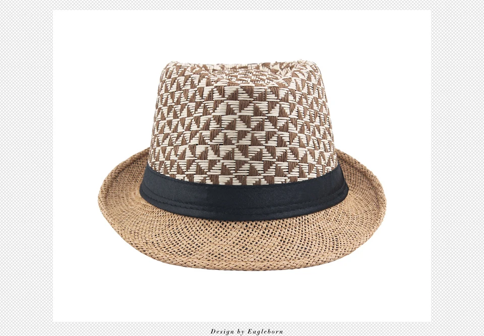 Классическая мужская соломенная шляпа Солнцезащитная летняя пляжные панамки для женщин мягкая фетровая шляпа мужская джазовая шляпа вечерние треугольные решетки