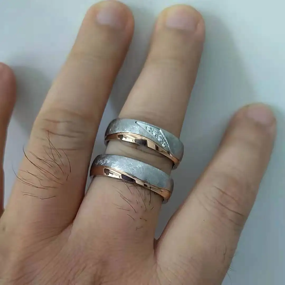Anillos boda de 1 pareja de amantes, alianza única mate, chapado en oro rosa, joyería de acero inoxidable, de matrimonio - AliExpress Joyería y accesorios