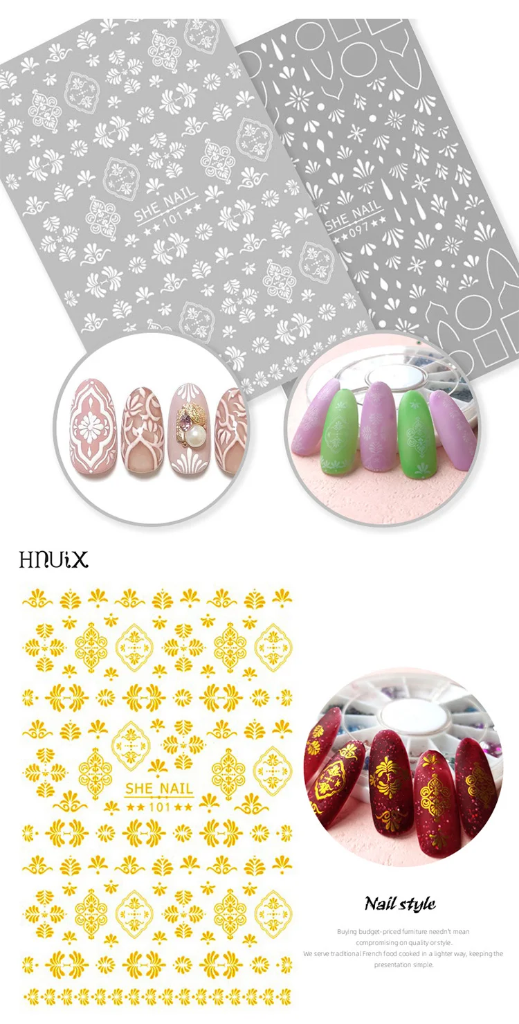 HNUIX 1 лист геометрические Золотые 3D наклейки для дизайна ногтей клейкие полоски волнистая линия Маникюр украшения ногтей