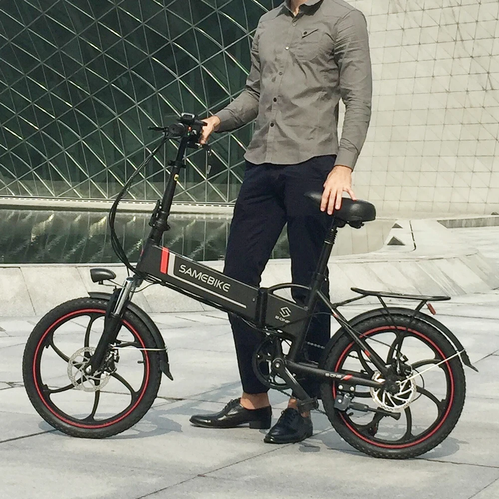 samebike 20 Inch Folding Electric Bike Scooter Power Assist Electric Bicycle E-Bike Scooter 350W Conjoined Rim E-Bike