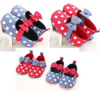 

Newborn Infant Toddler Kids Baby Girl Dot bow Anti-Slip Sneaker Soft Sole Crib Shoes Anti-slip Prewalkers Summer 0-18M