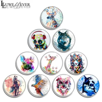 

12mm 14mm 16mm 20mm 25mm 30mm 606 Love Animal Mix Round Glass Cabochon Jewelry Finding 18mm Snap Button Charm Bracelet