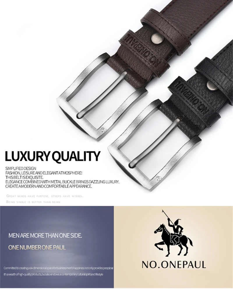 leather belt for men NO.ONEPAUL for men new fashion classice vintage pin buckle men belt High Quality cow genuine leather luxury strap male belts tiger belt