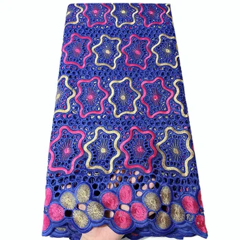 

Latest African Lace Fabric High Quality Lace Hollow Out Design Embroidered Cotton Material Swiss Voile Laces For Party dress
