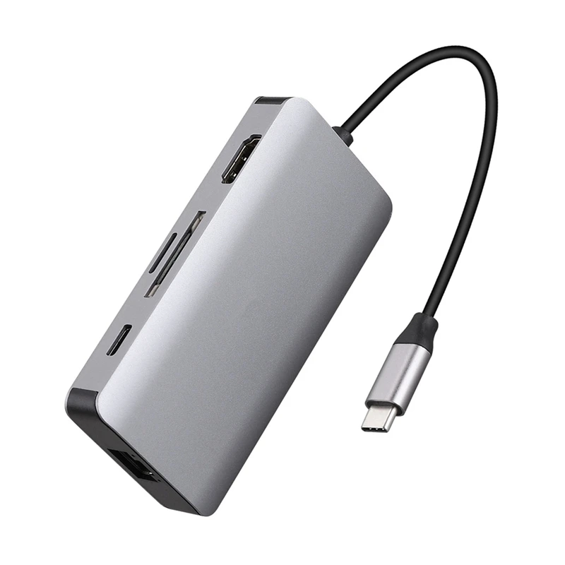 7 в 1Hub Тип C док-станция к HDMI гигабитная сеть USB3.0+ SD/TF PD кардридер концентратор