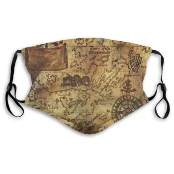 

Antique Old World Map Face Masks With Replaceable Filter Mouth Mask Muffle Mask Breathable And Comfortable Mouth Cover Mask For