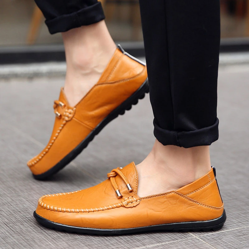 Mocasines de talla grande 46 47, zapatos de cuero para hombre, zapato mocasín de cuero informal, mocasines hombre|Mocasines| - AliExpress