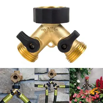 

Brass Hose Faucet Manifold Garden Tap Splitter Water Segregator Pipe Divider Switcher Control Valve Y-Type Ball Valve 3/4" 2 Way
