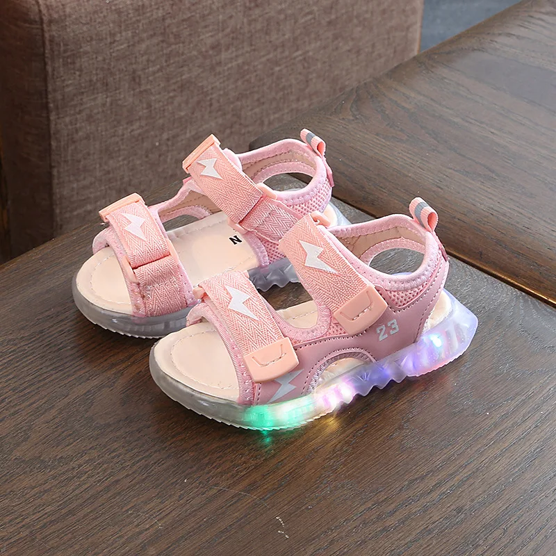 Kids Led Sandals Light up Children Summer Shoes Baby Girls Casual Boys Glowing Flat Beach Leather Sandal | Детская одежда и обувь