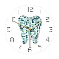 Dentistry Tooth Wall Clock Dental Care Symbols Acrylic Hanging Clock Quiet Movement Wall Watch Dental Department Decor Wall Sign 1
