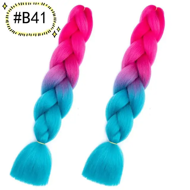 Jumbo Braiding Hair Extensions Kanekalon Braiding Hair 24 Inch Ombre Multiple Tone Colored Synthetic Hair for Women B41