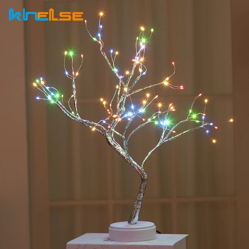108 LED Мини Рождественская елка ночные светильники медный провод сенсорный