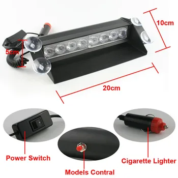 

DC12V 8 LED Car Police Strobe Flash Light Auto LED Emergency Warning Lamp 3 Modes Fog Lights Hot Sale