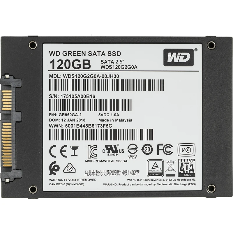 SSD накопитель WD Green WDS120G2G0A 120Гб