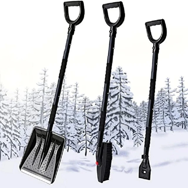 Pelle à neige 3 en 1 avec brosse et grattoir démontable camping car