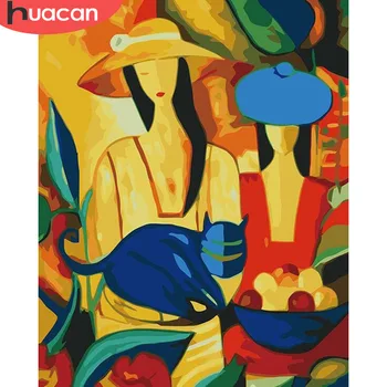 

HUACAN DIY Oil Painting Flowers Woman Kits Drawing Canvas HandPainted Pictures By Numbers Portrait Home Decoration Gift Art
