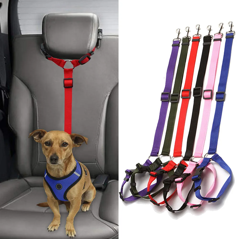 Laisse réglable chien ceinture de sécurité de voiture protecteur de sécurité voyage en plein air accessoires pour animaux de compagnie fournitures de ceinture de sécurité solide détachable 