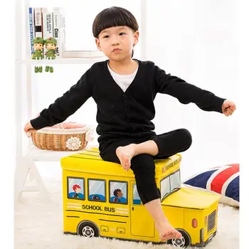 

Storage Stool Cartoon Pattern Toy Storage Box Case Bin Organizer Portable Foldable Car Shaped Storage Box Storing Stool For Kids