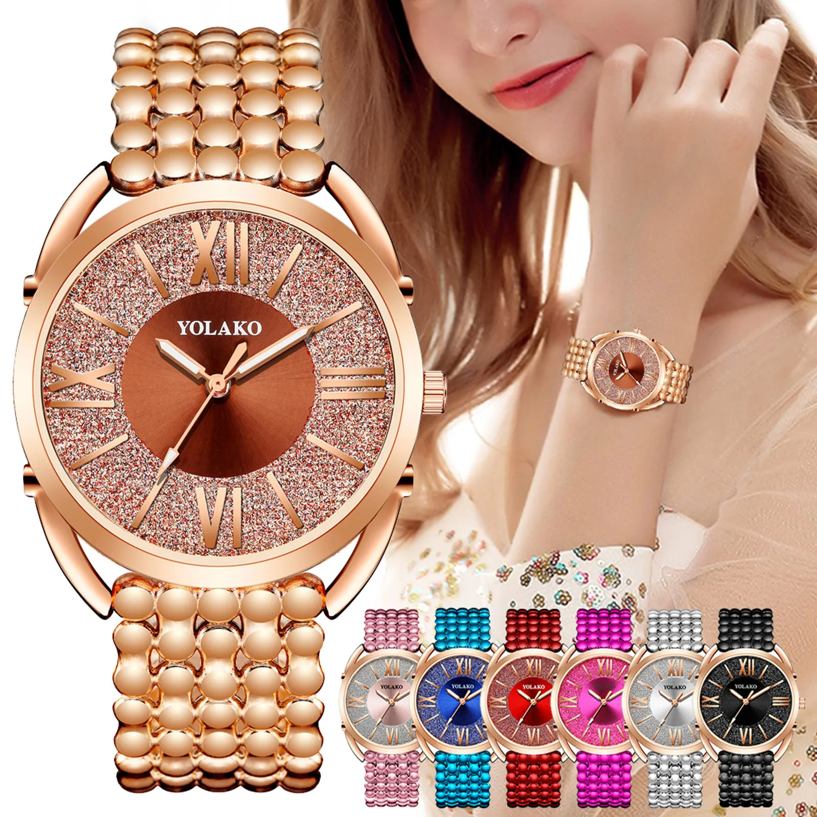 Billede af Top Brand Luxury Sport Watches YOLAKO Women's Casual Quartz Leather Band Newv Strap Watch Analog Wrist Watch Elegant Dial