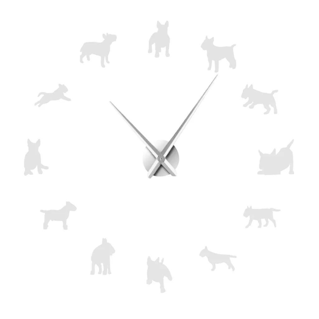 Silver Diy такса стены искусства Wiener Собака Щенок бескаркасные гигантские часы с зеркальным эффектом - Цвет: Silver