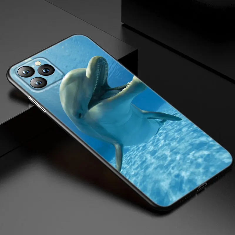 3D Cute Dolphin iPhone Case For iPhone 13 12 Mini 11 Pro XS Max XR X 8 7 6S 6 Plus 5S 5 SE 2020 Soft TPU Black Cover- H0555b34278654fe79b7989f12840d717T