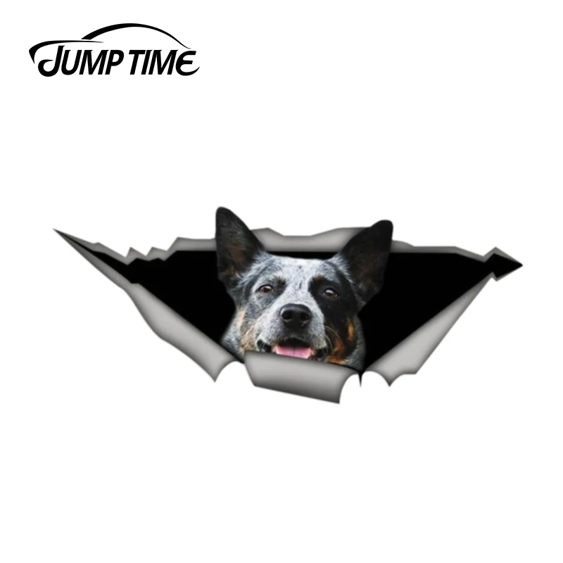 Jump Time 13cm x 4.8cm Blue Heeler Sticker Torn Metal Bumper Decal Funny Car Stickers Window Trunk Animal 3D Styling | Автомобили и