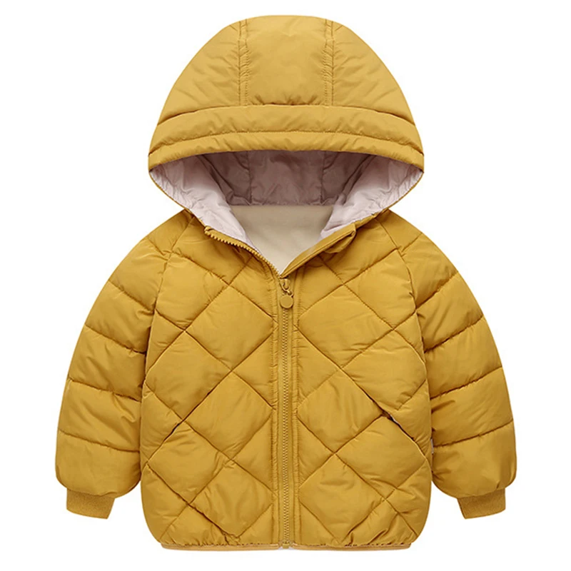Пальто для маленьких девочек; модная детская куртка для мальчиков; коллекция года; зимнее пальто для малышей; детская теплая верхняя одежда с капюшоном; куртка для новорожденных; Одежда для младенцев - Цвет: Yellow