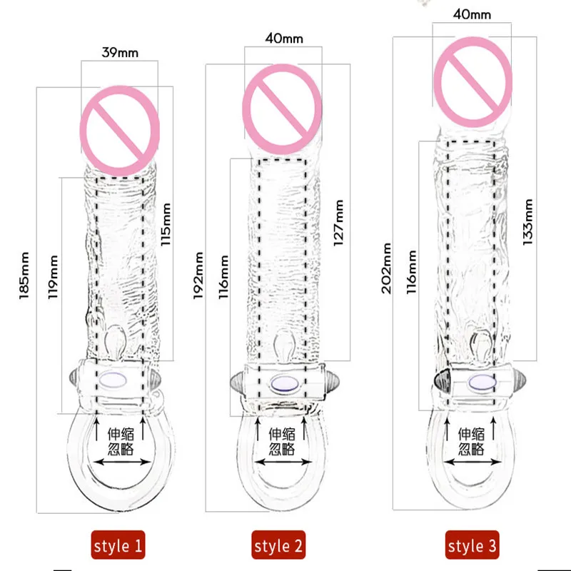 penis extender enlargement pump silicone reusable double vibratou condoms for men sex toys for couples penis sleeve