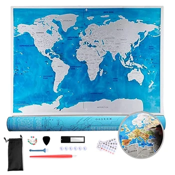 

Large Size Scratch Map Deluxe Scratch Off World Travel Map Ocean Edition Personalized Gifts Wall Sticker Poster Home Decoracion