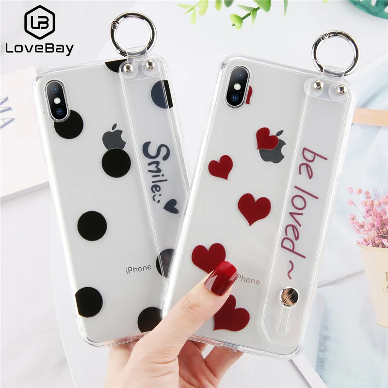 Lovebay чехлы для телефонов с ремешком на запястье iPhone X XS Max XR простое любовное