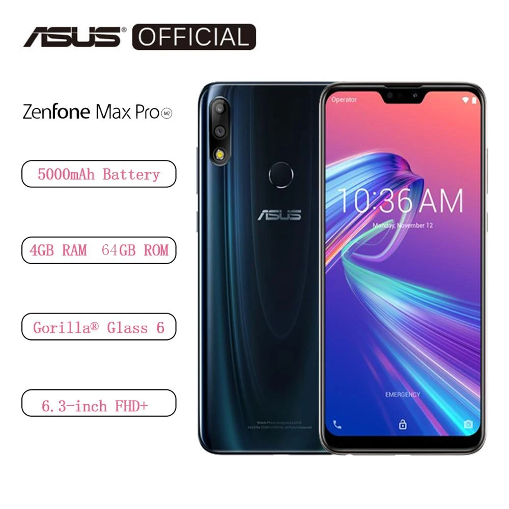 ASUS ZenFone Max Pro(M2) ZB631KL 4 Гб ОЗУ 64 Гб ПЗУ 6,3 дюйма 4G LTE смартфон Face ID 5000 мАч Android 8,1