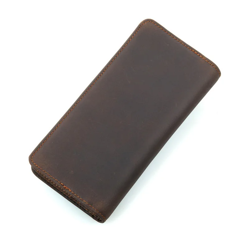 Tanie Top Quality długi portfel ze skóry unisex torebka clutch zipper portfele podróżne