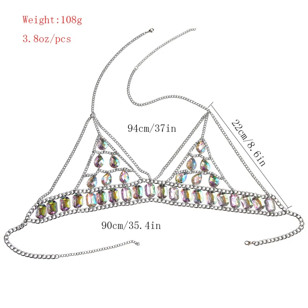 Бохо цепочка для тела со стразами бюстгальтер для живота Летняя Пляжная цепочка бикини мода жгут Очаровательная цепь аксессуары для тела ювелирные изделия для женщин