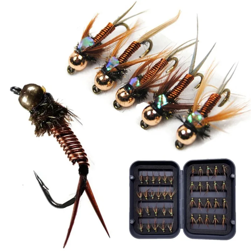 

3/6/12/24Pcs Copper John Fly Brass Head Nymph Stone Fly Fishing Trout Bait #10