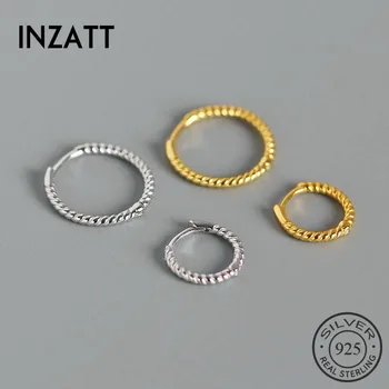 

INZATT Real 925 Sterling Silver gold huggies Hoop Earrings For Fashion Women Fine Jewelry Minimalist Accessories Classic Gift