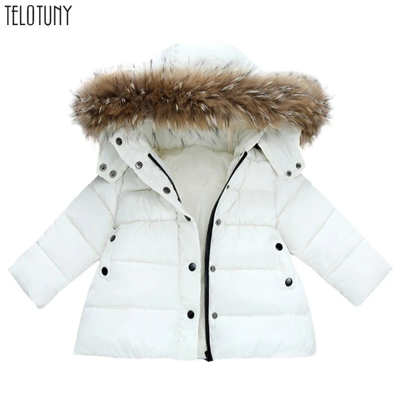 

Telotuny High Quality Winter Baby Cotton Coat Children Hooded Jacket with Fur Kids Thick Outewear Girls Boys Tops Parkas